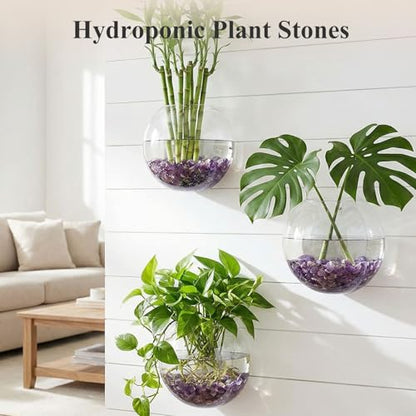 JOHOUSE 1 LB Amethyst Chips, Quartz Crystals, Polished Stone Vase Filler | Irregular Shaped Succulent Rocks for Plants Indoor, Betta Fish Tank Gravel, Table Scatter and DIY Crafts - color: Purple