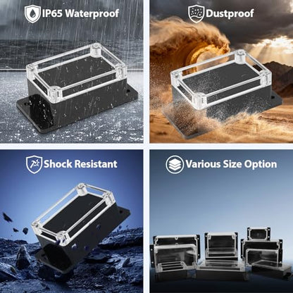 Project Box IP65 Waterproof ABS Plastic Electrical Junction Box with Clear Cover Enclosure with Fixed Ear, Black 3.9"x 2.6"x 1.9"(100x68x50mm)(Pack of 1) - color: 1 pack, size: 3.9"x 2.6"x 1.9"