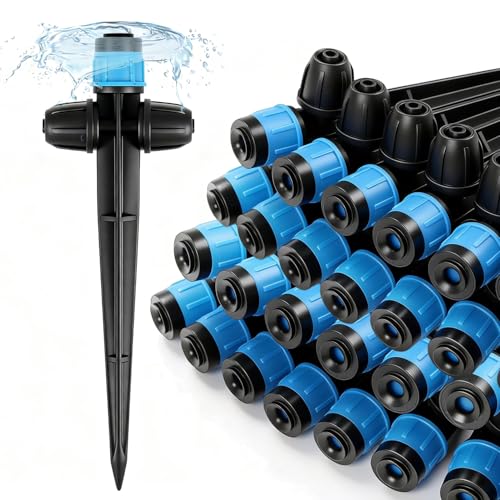 RedChili 20 Pieces Drip Emitters for 1/4" Drip Irrigation Tubing, Adjustable 360 Degree Vortex Drip Emitters with Stake 360° Full Circle Umbrella Shape Pattern Garden Two Way Irrigation Micro Drippers - size: 25P VortexEmitter(Two Way)