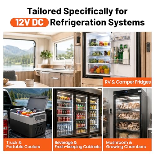 12V DC Digital Refrigeration Thermostat with Automatic Defrost | 30A Cooling Controller with Built-in 10A Defrost Relay for Beverage Cooler, Freezer, Refrigeration Equipment