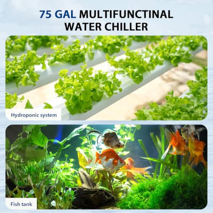 79 Gal Aquarium Chiller, 1/3 HP Fish Tank Water Chiller, Hydroponic Water Chiller with Touch Screen, Hydroponics System Axolotl Jellyfish Coral Reef 300L