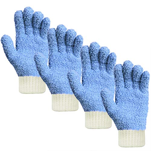 MIG4U Microfiber Dusting Gloves House Cleaning Glove for Blinds, Windows, Baseboard, Shutters, Furniture, and Car, Reusable Lint-Free Blue 2 Pairs S/M - color: Blue 2 Pairs, size: Small-Medium