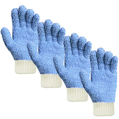 MIG4U Microfiber Dusting Gloves House Cleaning Glove for Blinds, Windows, Baseboard, Shutters, Furniture, and Car, Reusable Lint-Free Blue 2 Pairs S/M - color: Blue 2 Pairs, size: Small-Medium