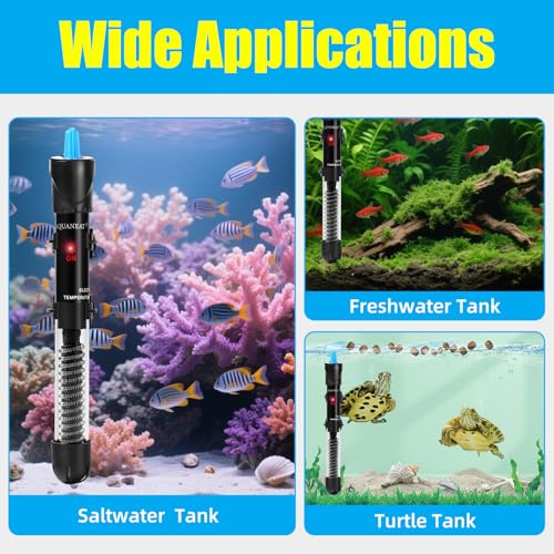 AQUANEAT Aquarium Heater, 300W Fish Tank Heater, Adjustable Submersible Water Thermostat with Thermometer - size: 300W