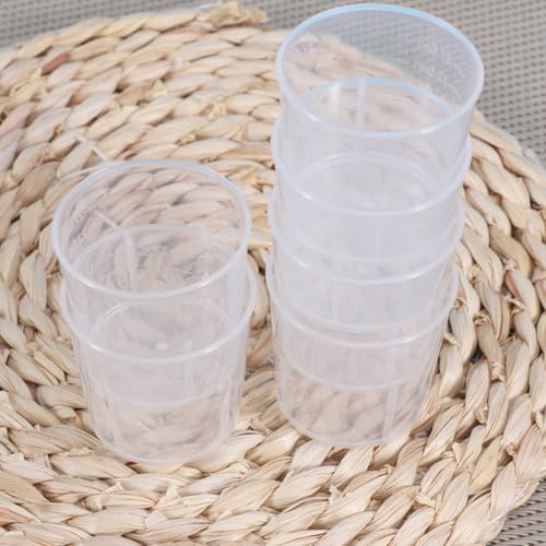 100 Pcs Reusable Washable Measuring Cups Multifunctional Scale Bowls for Reptile Feeding and Storage, White Plastic Containers Suitable for Lizards and Crawling Pets