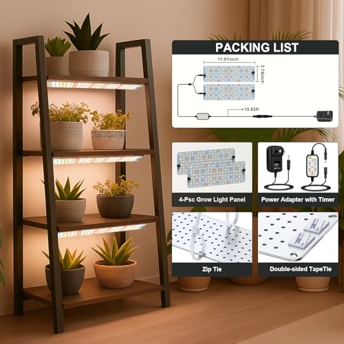 GHodec 20W Panel Grow Lights for Indoor Plants,272LEDs Full Spectrum Grow Lights for Under Cabinet Plant, Grow Lamp with 4/8/12H Timer,5 Dimmable Levels for Plants Growing (2Pack) - size: 2Pack