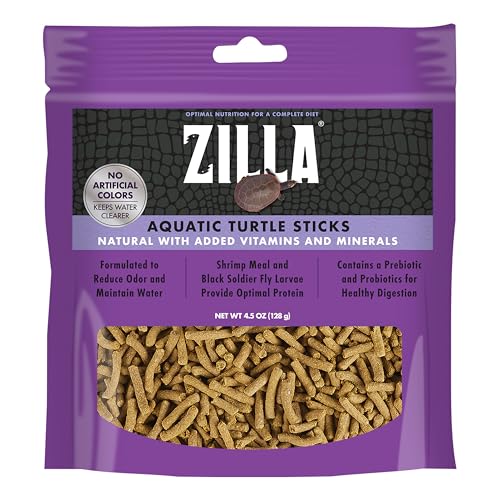 Zilla Pet Aquatic Turtle Sticks, Natural with Added Vitamins and Minerals, Nutrient-Rich Floating Food for Turtles, 4.5 oz