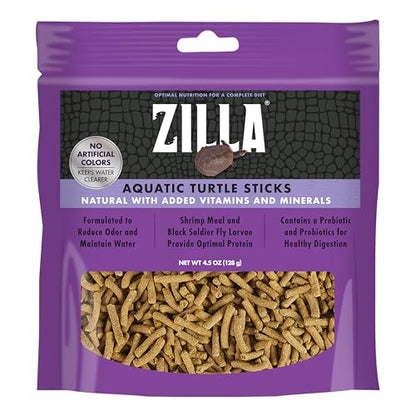 Zilla Pet Aquatic Turtle Sticks, Natural with Added Vitamins and Minerals, Nutrient-Rich Floating Food for Turtles, 4.5 oz