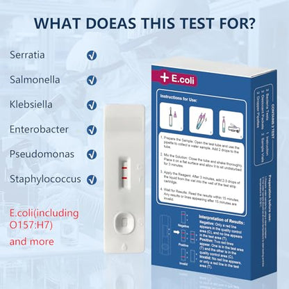 Water Bacteria Test Kit, 15-Mini Instant Test for Coliform & E. coli | 2 Pack, Easy & Fast to test coliform & E. coli in water, Home & Outdoor Testing for Drinking, Well, Tap, and Stream Water