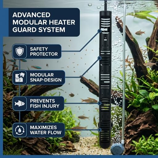 GOTOTOP Fish Heater Cover Aquarium Heater Protective Case Fish Heater Guard Detachable Designed Cover with Suction Cups #3 14.37in - size: No. 3 protective sleeve 14.37in long