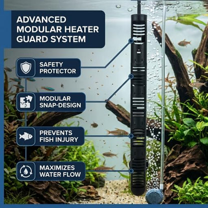 GOTOTOP Fish Heater Cover Aquarium Heater Protective Case Fish Heater Guard Detachable Designed Cover with Suction Cups #3 14.37in - size: No. 3 protective sleeve 14.37in long