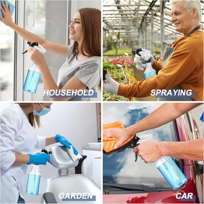 Eccliy 20 Pack 16oz Empty Spray Bottles, Leakproof Cleaning Bottles with Measurement and Adjustable Nozzle for Housekeeping, Commercial Use(Clear Cylinder,Black White Spray Head) - color: Black White Spray Head, style: Clear Cylinder