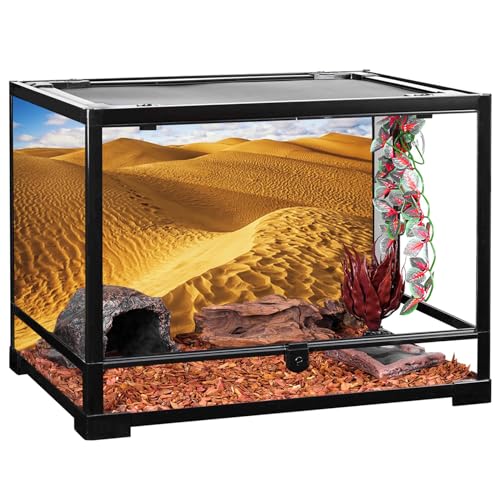 YongFoto Reptile Terrarium Background 48x18 inch, Sand Dunes Desert Blue Sky Tropical Scenery, Polyester Fabric, Includes Double-Sided Tape - size: 48x18in/120x45cm