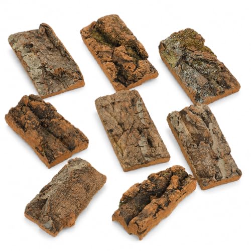 NUOBESTY 8 Pack Cork Bark for Reptile Hides and Terrarium Decor | Natural 2 X 3.9 in Reptile Tree Bark Panels for Gecko Climbing, Custom Shelters, Plant Mounting and Bioactive Layouts