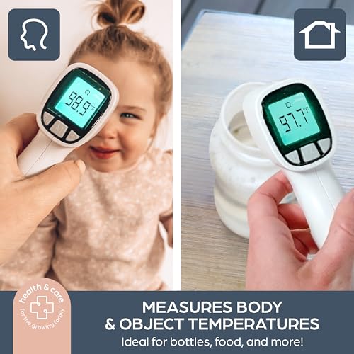 Dreambaby No Contact Baby Thermometer - One-Click Infrared Forehead Digital Thermometer for Infants, Kids & Adults - Fever Alert, 20 Memory Readings & Storage Pouch Included