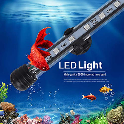 MQ 16 in Submersible LED Aquarium Light, 2.5W Color Changing Fish Tank Light with Remote Control, IP68 Crystal Glass 18 LEDs Lights Bar, for Fish Tank 20-25 inch - size: 18LED-Length 16"