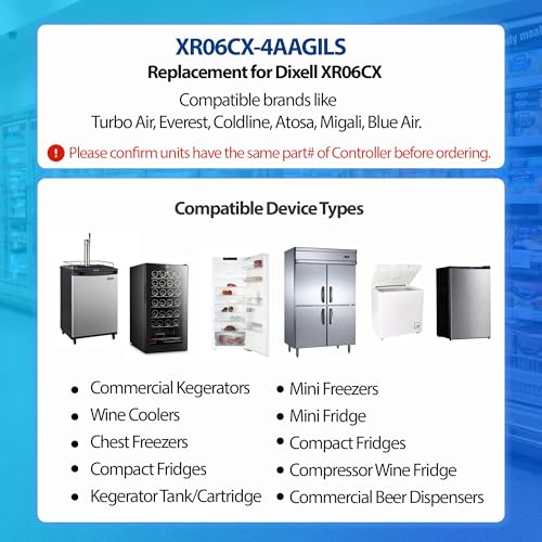 XR06CX-4AAGILS 32‑Bit Temperature Controller — Replacement for Dixell XR06CX, Programmable Digital Thermostat for 110–125V (50/60Hz) Commercial Refrigeration, Voltage Protection, Red Display - style: XR06CX-4AAGILS