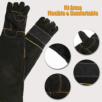YBB Animal Handling Anti-bite/Scratch Gloves for Dog Cat Bird Parrot Pet (Black) - color: Black