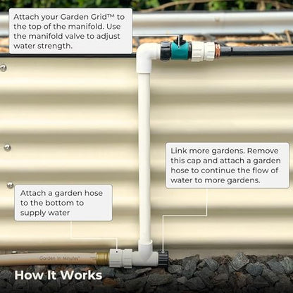 Garden Grid Manifold - 17" Tall, Single Style | Link All of Your Garden Grids So They Can Water Together | Ideal for Individual Garden Grids - size: 17", style: Single