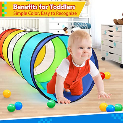 PigPigPen Kids Tunnel for Toddlers,Pop Up Play Tunnel Tent for Babies or Dogs, Indoor & Outdoor Toys for Kids Backyard Playset (Rainbow Play Tent) - style: Rainbow play tent