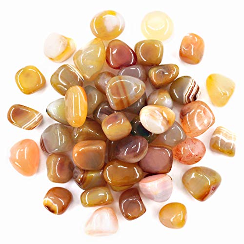 Hilitchi Yellow Agate Stone Tumbled Stones for Plants Cacti & Succulents Bedding, Vase Filler, Landscape Bottom Decoration (About 1lb(455g)/Bag) - color: Yellow Agate, size: 17-25mm (0.67"- 0.98")