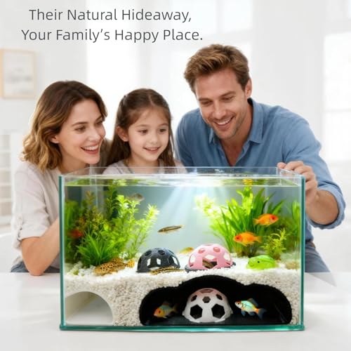 4-Piece Aquarium Fish Tank Cave Set - 1 Large 7.1" Tunnel + 3 Small 2.45" Hideouts | Safe Plastic Decor | Fish & Shrimp Viewing Tunnel for Corydora Catfish, Kuhli Loach(Black) - color: Black
