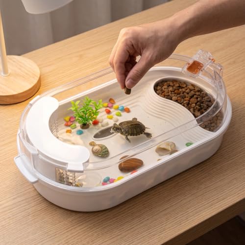 Turtle Tank for Aquatic Turtles, Anti Desktop Turtle Habitat Terrarium with External System
