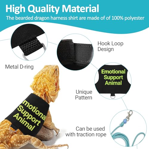 Bearded Dragon Lizards Clothes with Leash Set - Cute Lizard Reptile Small Animal Adjustable Harness Clothes for Walking Outdoor Security Costume Photo Prop(Green - color: Green