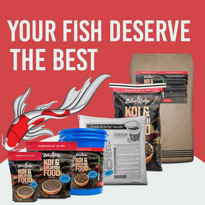 Blue Ridge Koi Fish Food 2lb - Koi Food Mini Growth Formula, Goldfish Food, Premium Fish Food for Ponds, Ponds Fish Food, Floating Pond Pellets - size: 2 Pound (Pack of 1)