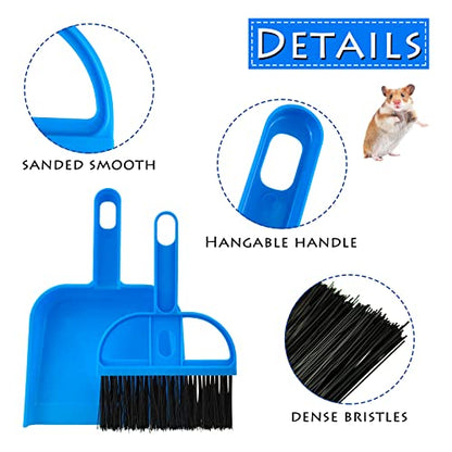 WishLotus Mini Dustpan and Brush Set, Portable Exquisite Pet Waste Cleaning Kit, Hamster Sand Scooper Cage Cleaning Tool for Small Pets Guinea Pigs Hedgehogs Hamsters Chinchillas Rabbits (Dark Blue) - color: Dark Blue
