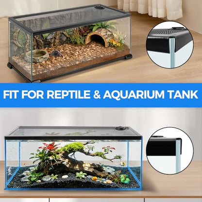 REPTI ZOO Terrarium Screen Cover with Cable Control for Reptile & Aquarium Tank, 30x12 inch Durable Steel Frame & Mesh Top for Reptile & Turtle & Fish Tank - size: 30x12 inch