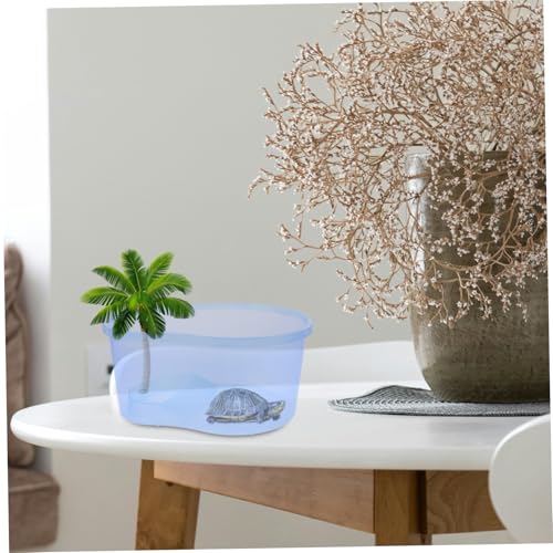 COLLBATH Reptile Feeding Tank Integrated Ramp Transparent Turtle Habitat for Aquatic and Terrestrial Use Design for Easy Cleaning for Turtles and Pets
