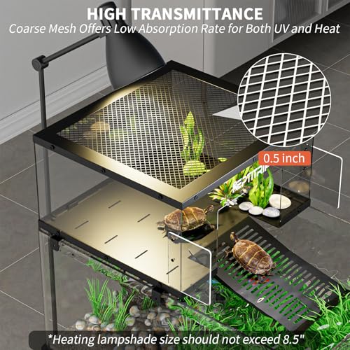 Turtle Basking Platform & Dock - Stainless Steel Turtle Ramp, Non-Slip Surface - Fits 18-20 Inchs Wide Aquariums