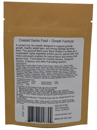 Nature Zone Naturals Crested Gecko Food Growth, for Crested Geckos, Gargoyle Geckos, Day Geckos, Banana Flavor, 2oz/56gm