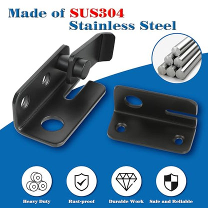 Alise Flip Latch,Gate Latches Slide Bolt Latch Safety Door Lock Catch for Barn Cabinet Pet Cage Wood Fence Bathroom Garage Window,SUS304 Stainless Steel Gate Hardware Locks,Matte Black,MS5009-B | SUS 304 Stainless Steel Door Latch Lock for Wooden Fence Sh