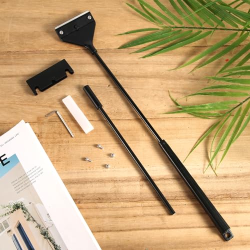 Algae Scraper for Glass Aquariums, 24.4 inch Extendable Handle Aquarium Scraper Scrubber Fish Tank Cleaner 2 in 1 Razor with 10 Blades Aquarium Cleaning Tools Fish Tank Accessories
