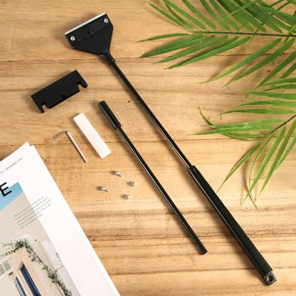 Algae Scraper for Glass Aquariums, 24.4 inch Extendable Handle Aquarium Scraper Scrubber Fish Tank Cleaner 2 in 1 Razor with 10 Blades Aquarium Cleaning Tools Fish Tank Accessories