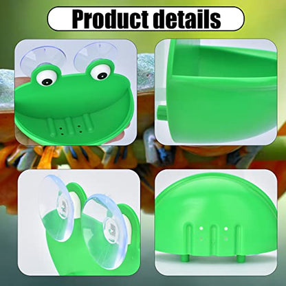 Sankoly 2 Pieces Frog Habitat with Suction Cup Lovely Suction Cup Soap Dish Holder for Fish Tank Aquarium Decoration/Kids Bathing/Small Item Storage, Plastic, Green