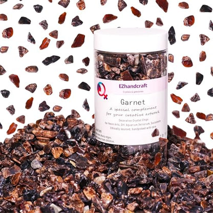 Garnet Crystal Chips Bulk 2lbs, 1000+ Pieces, 8-15mm Natural Gemstones - color: Garnet, size: 2LB