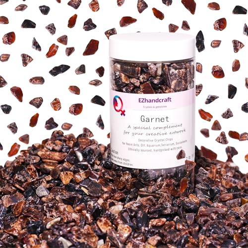 Garnet Crystal Chips Bulk 2lbs, 1000+ Pieces, 8-15mm Natural Gemstones - color: Garnet, size: 2LB
