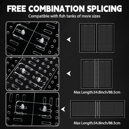 Nuanchu 4 Set Acrylic Fish Tank Divider 17 x 10'' Aquarium Divider Kit Splicable Flexibly Aquarium Divider with Suction Cups Accessories Splicing Board for 30/40/50/65/75/90/125/150 Gallon Tank - size: 17.28 x 10''