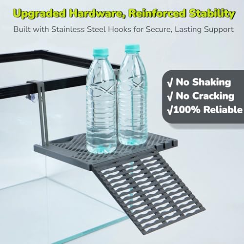 SolidForm Hanging Turtle Basking Platform with Built-in Food Tray, Zero Zip-Tied, Non-Slip Ramp Terrace, Resting Turtles Dock, for 25–75 Gallon Aquariums Frog Turtle Turtle Tank Accessories - size: Medium（10×7.8inches）