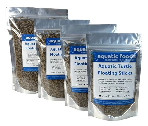 Aquatic Turtle 3/8" x 1/8" 30% Protein Floating Sticks for Aquatic & Semi Aquatic Red Ear, Painted. Map, Soft Shell Pond Turtles...WL…1/4-lb Foil Pouch Bag - size: 4 Ounce (Pack of 1)
