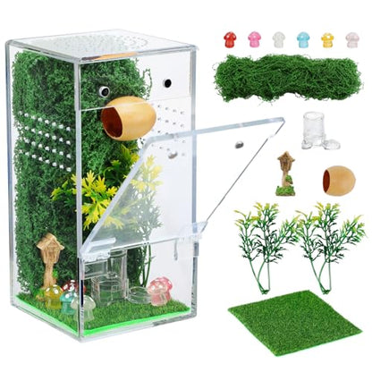 Escape Proof Jumping Spider Enclosure, Tarantula Terrarium Accessories Kit | MADHOLLY One-Piece, No Assembly Required, with Magnetic Door, Micro Vent Holes, DIY Decors, for Mantises/Insects, 3x3x6in