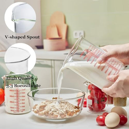 High Borosilicate Glass Measuring Cup-V-Shaped Spout,1000ml(32OZ) Glass Measuring Beaker for Kitchen or Restaurant, Easy to Read - size: 1000ml (32oz)