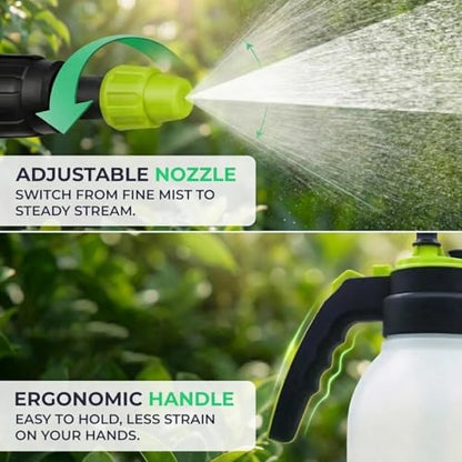 Flora 0.5 Gallon Garden Pump Sprayer – Handheld Pressure Sprayer with Adjustable Nozzle, Lock-On Trigger & Comfort Grip for Plants, Lawn, Home & Car Care