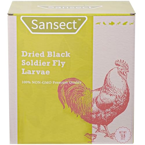 SANSECT 5LB Dried Black Soldier Fly Larvae, Chickens Feed for Wild Birds | High Protein Treats, More Calcium Than Dried Mealworms, 100% Natural Non-GMO Treat for Chickens Wild Birds, Ducks,Reptiles
