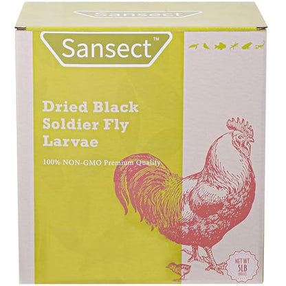 SANSECT 5LB Dried Black Soldier Fly Larvae, Chickens Feed for Wild Birds | High Protein Treats, More Calcium Than Dried Mealworms, 100% Natural Non-GMO Treat for Chickens Wild Birds, Ducks,Reptiles