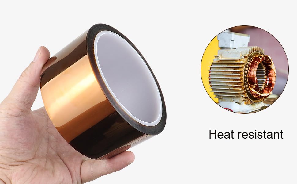BOMEI PACK Polyimide Tape, 1 Pack High-Temperature Resistant Tape 2inch x 33m(108ft), No Residue Heat-Resistant Tape for Electric Task, 3D Printing, Soldering, Sublimation, Masking
