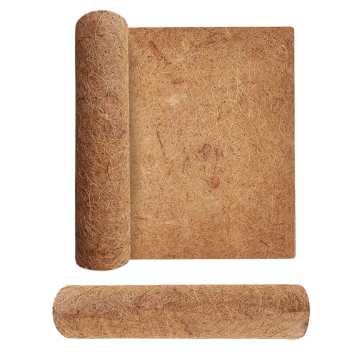 Natural Coco Plant Liner Sheet for Planters, 16x40 inch Flowerpot Basket Insulation Coconut Coir Mat for Garden Flower Basket Reptiles Carpet Decoration, Wedding Decoration, Animal Pet Pad (2)